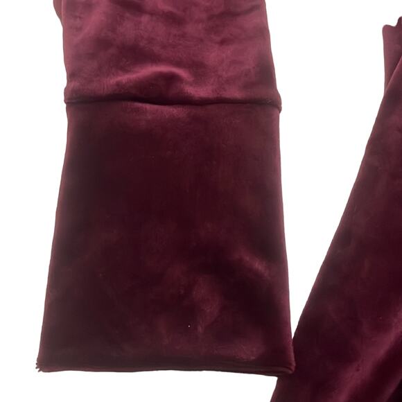 Anne Klein Velour Shirt Cowl Turtleneck Burgundy Wine Womens Medium Hi Low Waist - Picture 5 of 9
